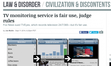 TV monitoring service is fair use, judge rules | Ars Technica
